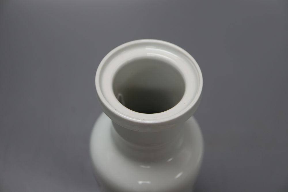 A Chinese underglaze copper red rouleau vase, height 24cm